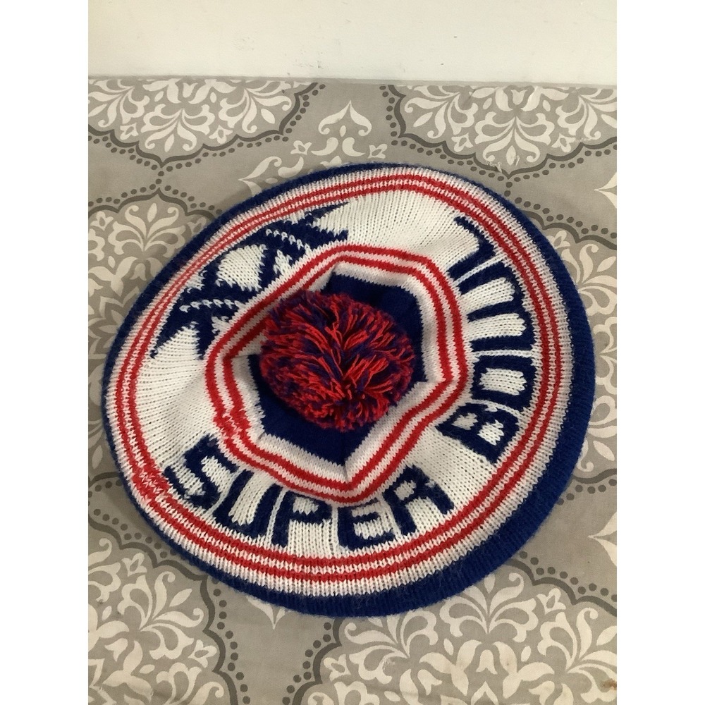Vtg NFL Super Bowl XX 20 Knit Hat Bears Patriots 1986 Pom Pom Short Brim Hat